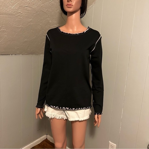 Maaji All Aboard Reversible Athleisure Sweater Black & Geometric Print Small - Picture 5 of 15